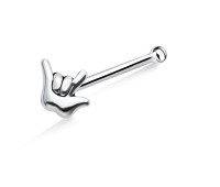 Rock Symbol Shaped Silver Bone Nose Stud NSKD-788